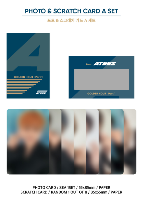[PRE-ORDER] ATEEZ [GOLDEN HOUR : PART.1] Photo u0026 Scratch Card A Set