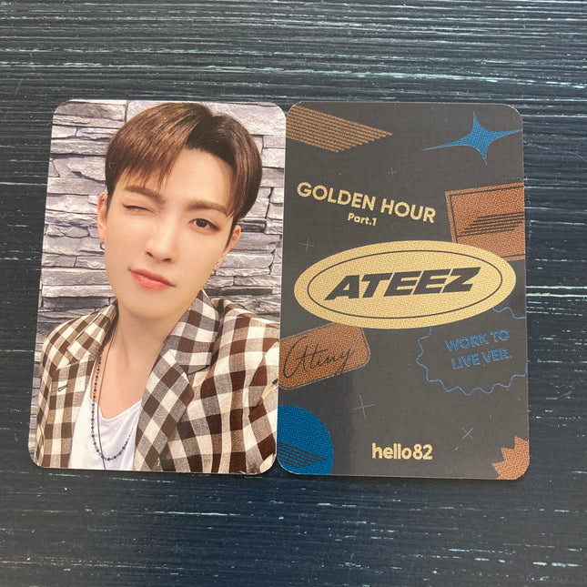 ateez golden hour part 1 work to live ver hello82 pre order benefit photocard  Hoonjoong