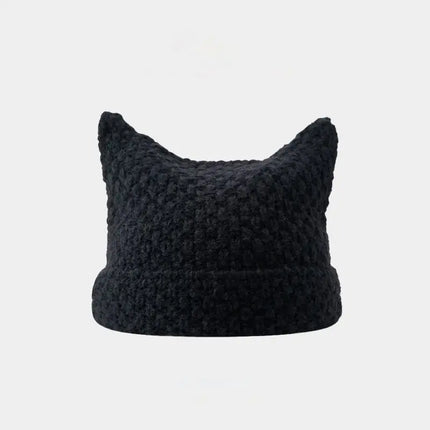 Kpop YeonJun Black Bullhorn  Wool XX Knitted Hat