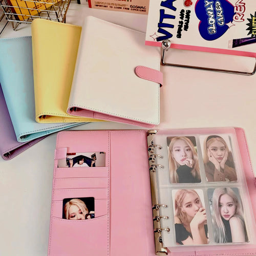 A5 Candy Color Leather Binder Kpop Photocards Cover