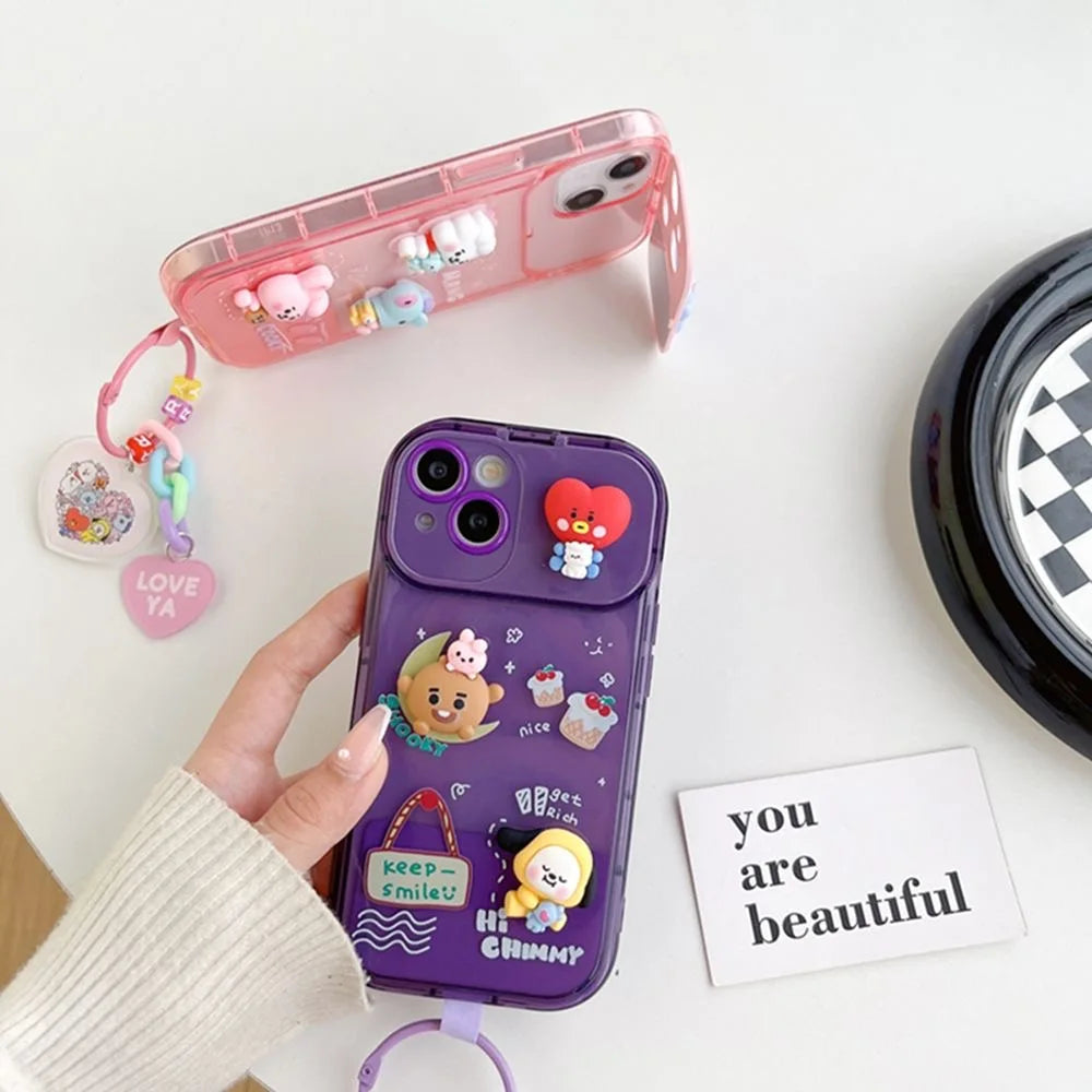 BTS BT21 X Line Friends Flip Mirror iPhone Case – Kpop Exchange