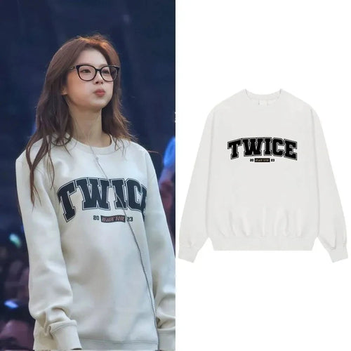 Twice Letter Oversize  Print Sweater