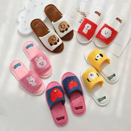 Bangtan Cartoon Plush Slippers