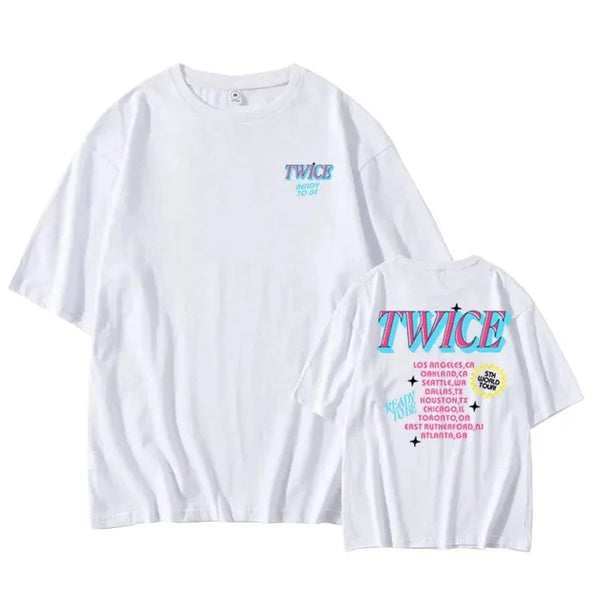 TWICE Ready to Be outlet LA Pop Up Experience TWICE White/Pink T-Shirt