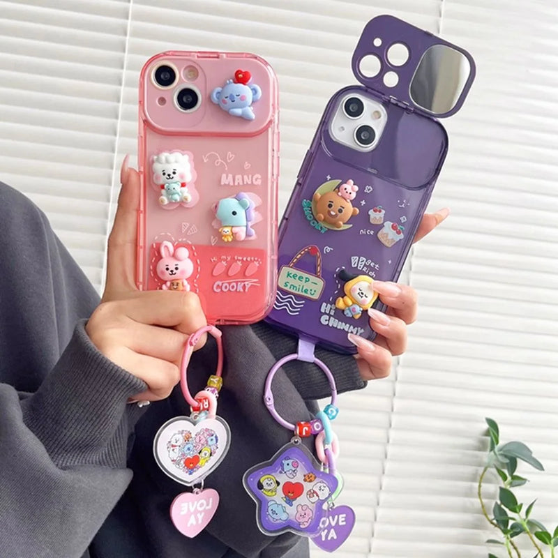 BTS BT21 X Line Friends Flip Mirror iPhone Case