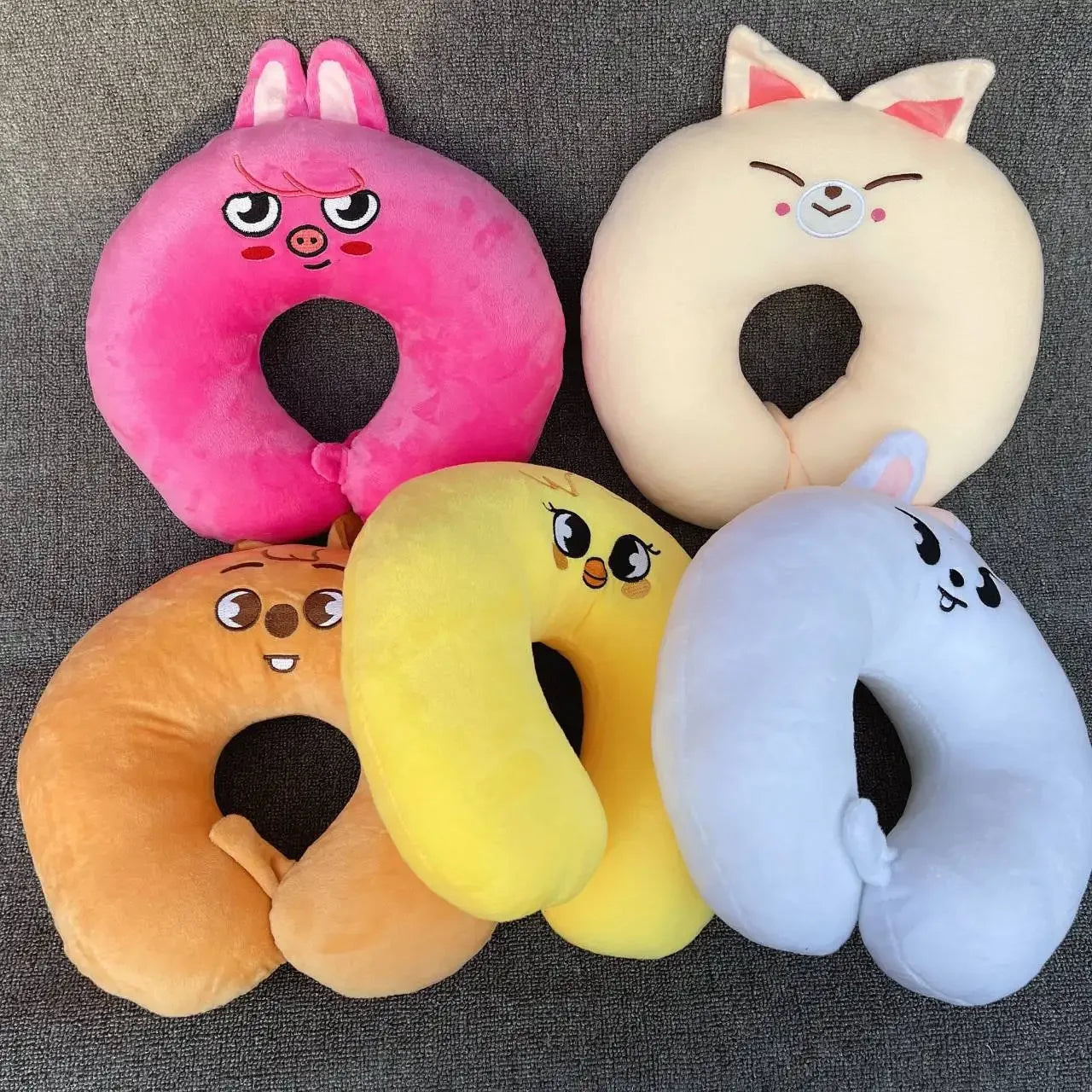 Kawaii 2-in-1 Travel Neck Support Pillow Plushie Zoo Edition