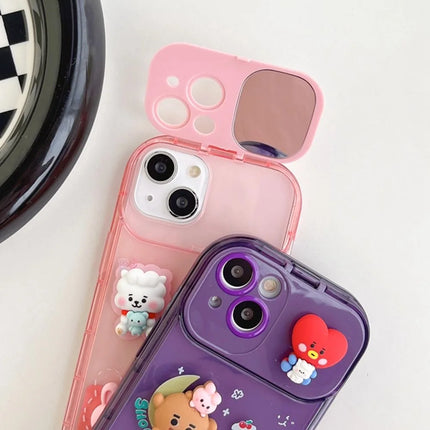 BTS BT21 X Line Friends Flip Mirror iPhone Case