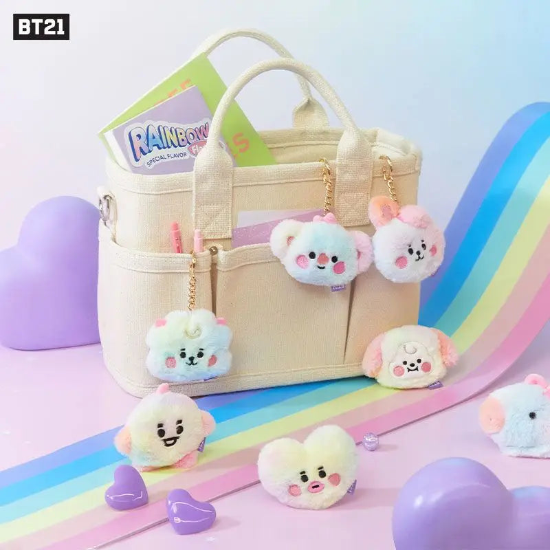 BTS BT21 Baby Rainbow Flat Fur Keychain