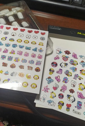 BTS BT21 Cartoon Nail Art Decal Stickers