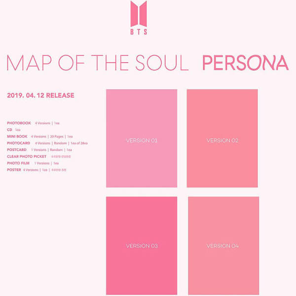 BTS [MAP OF THE SOUL:PERSONA] Album RANDOM CD+POSTER+2P.Book+2Card+Film  SEALED
