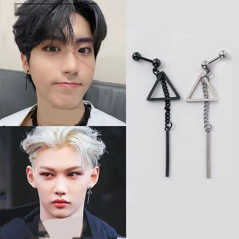 Stray Kids  Triangle Tassel Strip Earrings