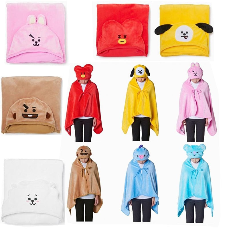 BTS BT21 Plush Hooded Blanket