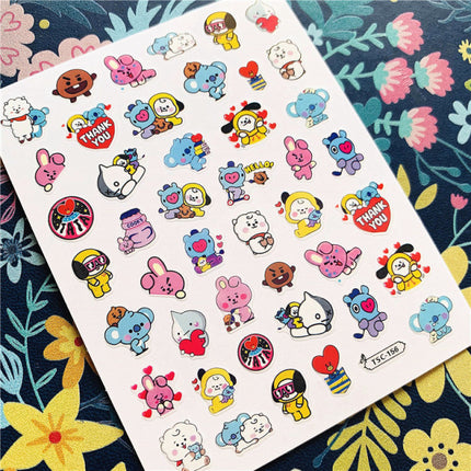 BTS BT21 Cartoon Nail Art Decal Stickers