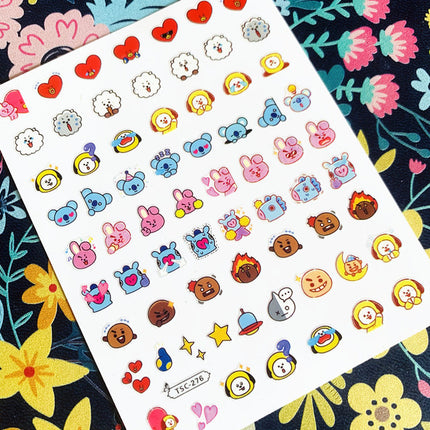 BTS BT21 Cartoon Nail Art Decal Stickers